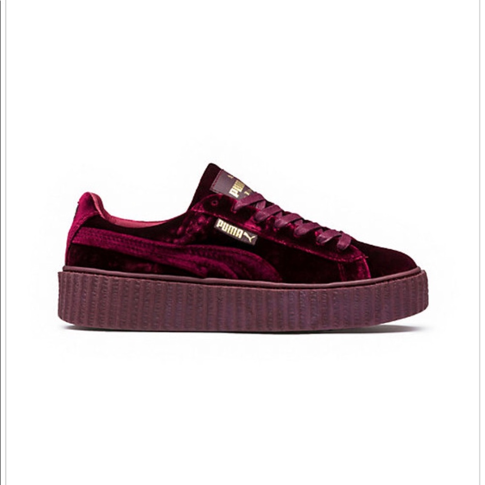 Puma X Fenty Velvet Creepers In Burgundy